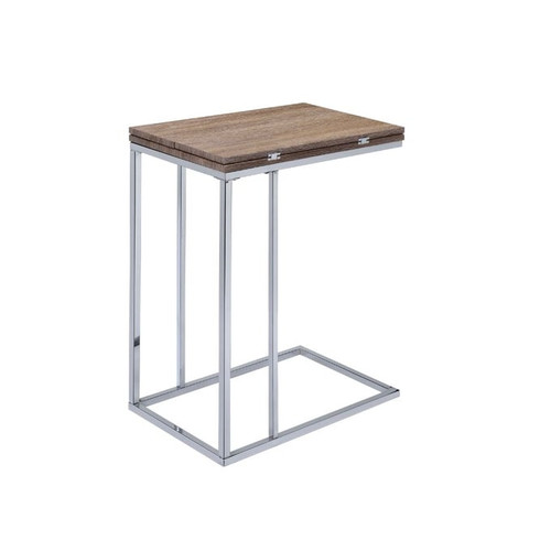 Acme Furniture Danson Weathered Oak Chrome Accent Table