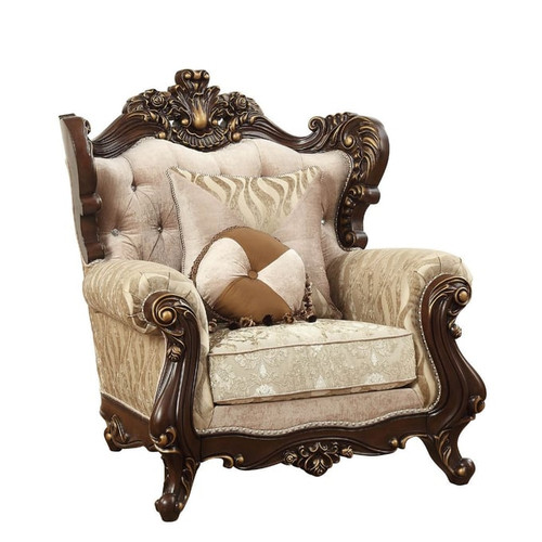 Acme Furniture Shalisa Walnut Chair with 2 Pillows