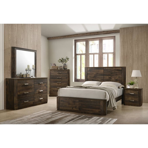 Acme Furniture Elettra Walnut Wood Veneer Beds