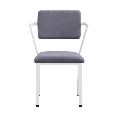 Acme Furniture Cargo Gray Fabric White Metal Dining Chairs