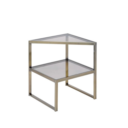 Acme Furniture Treva Clear Antique Gold End Table