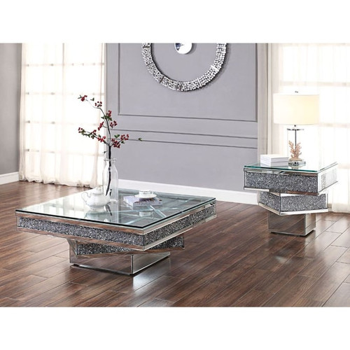 Acme Furniture Noralie Mirrored Clear Coffee Table