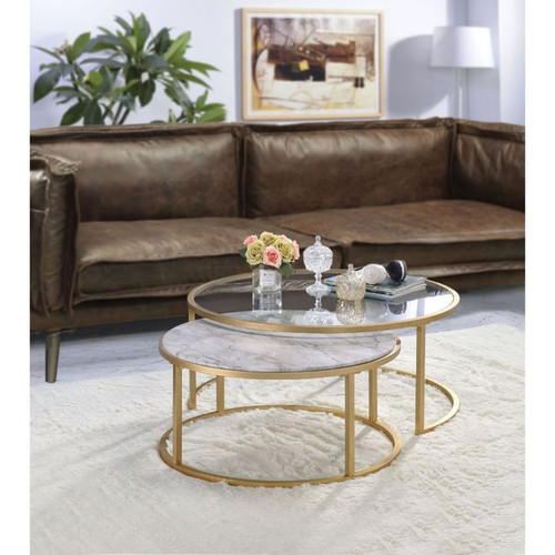 Acme Furniture Shanish Gold Nesting Coffee Table
