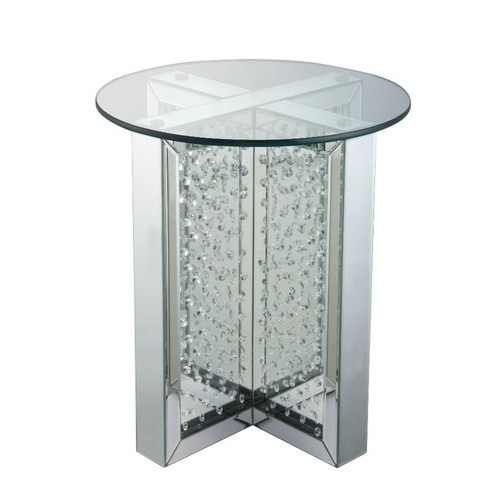 Acme Furniture Nysa Mirrored Round End Table