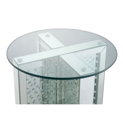 Acme Furniture Nysa Mirrored Round End Table