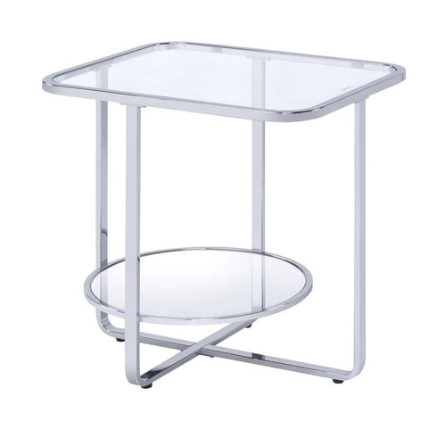 Acme Furniture Hollo Clear Chrome End Table