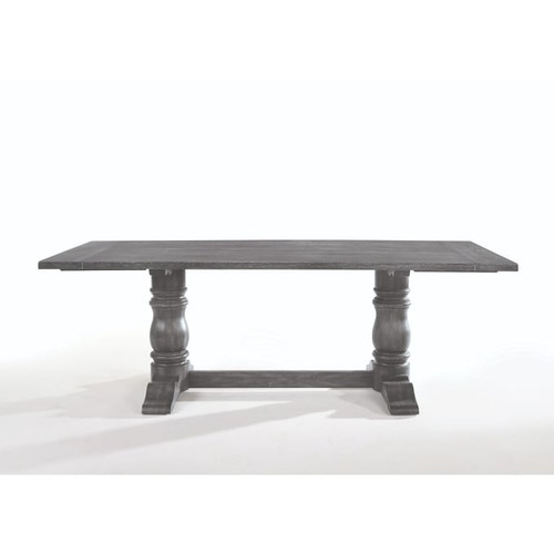 Acme Furniture Leventis Weathered Gray Trestle Base Dining Table