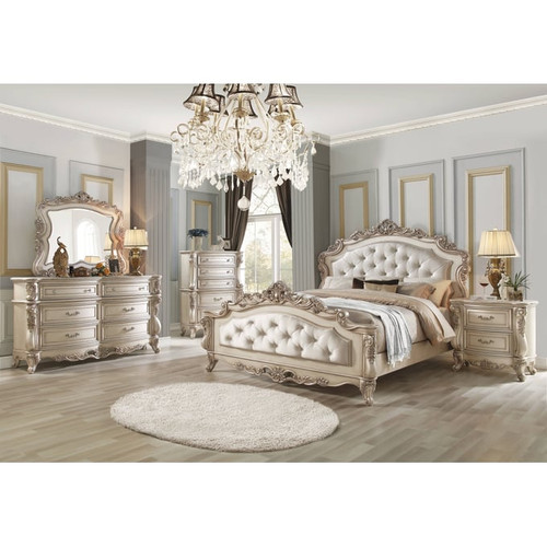 Acme Furniture Gorsedd Golden Ivory Beds