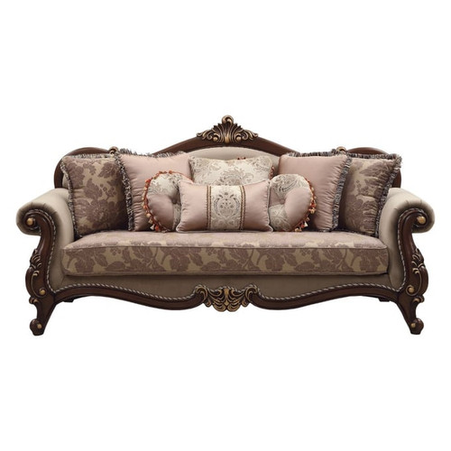Acme Furniture Mehadi Walnut Sofa with 8 Pillows