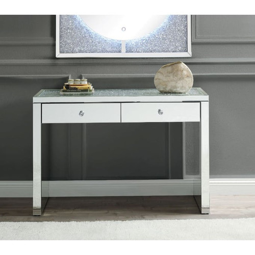 Acme Furniture Noralie Mirrored Diamonds 2 Drawers Console Table