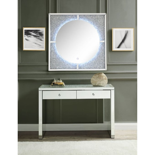 Acme Furniture Noralie Mirrored Faux Diamonds LED Wall Decor