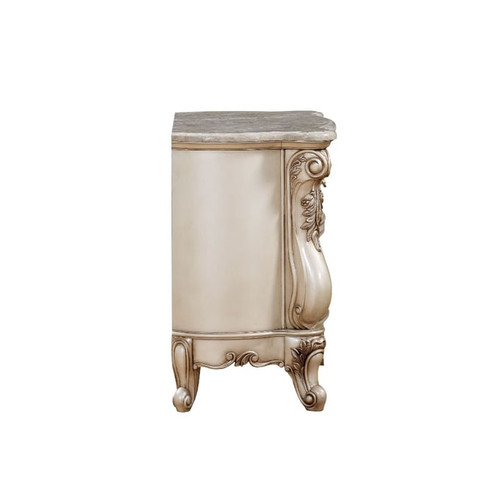 Acme Furniture Gorsedd Golden Ivory Marble Top Nightstand