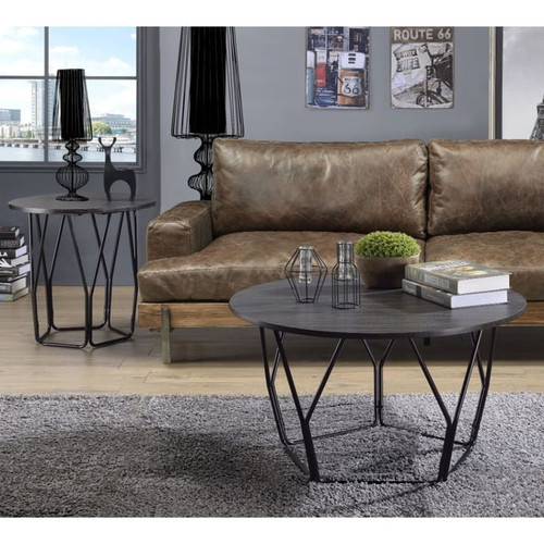 Acme Furniture Sytira Espresso Wood Black Metal Coffee Table