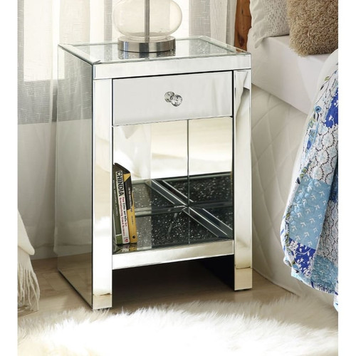 Acme Furniture Noralie Mirrored Glass Drawers Night Table