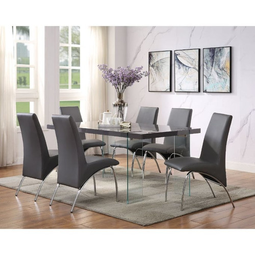 Acme Furniture Noland Clear Gray High Gloss Dining Table