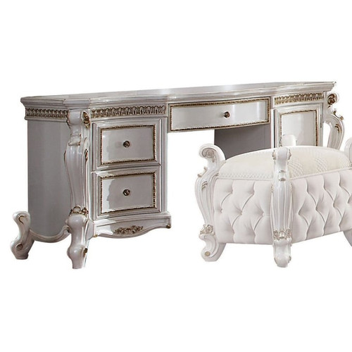 Acme Furniture Picardy Antique Pearl Vanity Desk