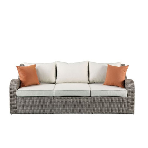 Acme Furniture Salena Beige Gray Patio Sectional and Ottoman
