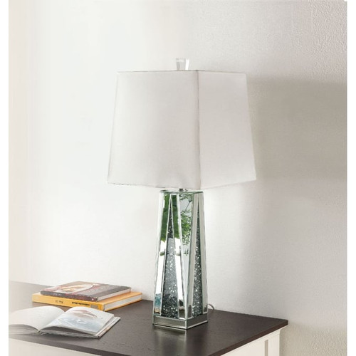 Acme Furniture Noralie Mirrored Faux Diamonds Square Table Lamp