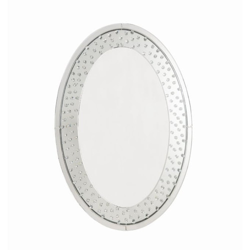 Acme Furniture Nysa Mirrored Oval Wall Mirror