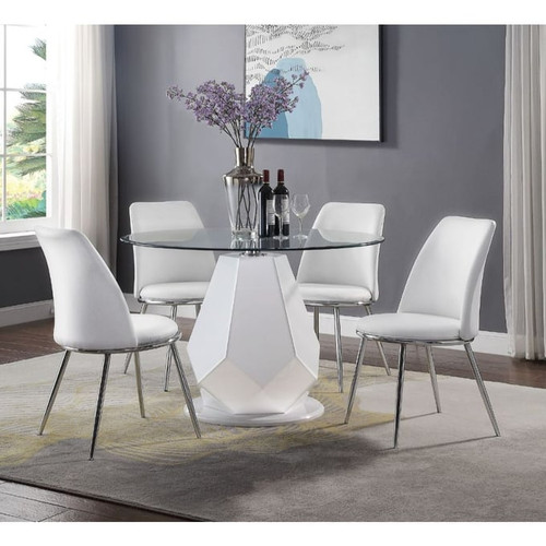 2 Acme Furniture Weizor White Chrome Side Chairs