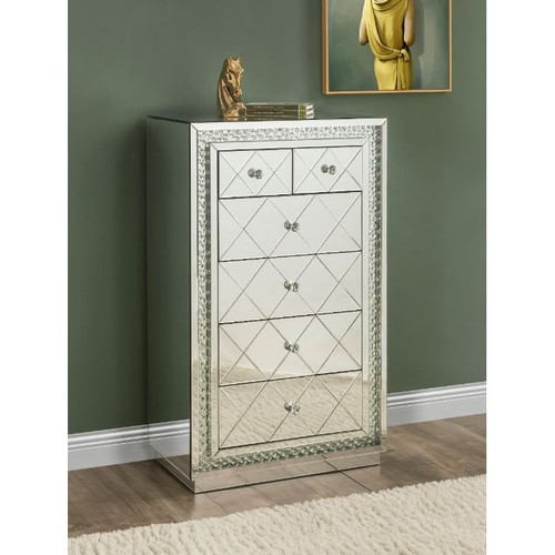 Acme Furniture Nysa Mirrored Clear Cabinet