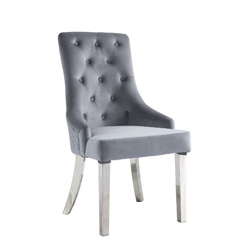 2 Acme Furniture Satinka Gray Side Chairs