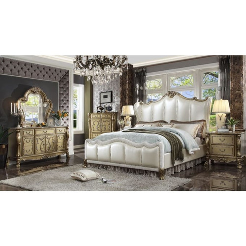 Acme Furniture Dresden II Pearl White Gold Patina Beds