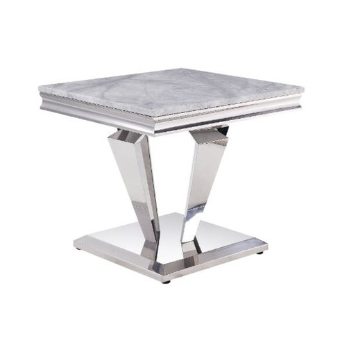 Acme Furniture Satinka Light Gray Silver End Table