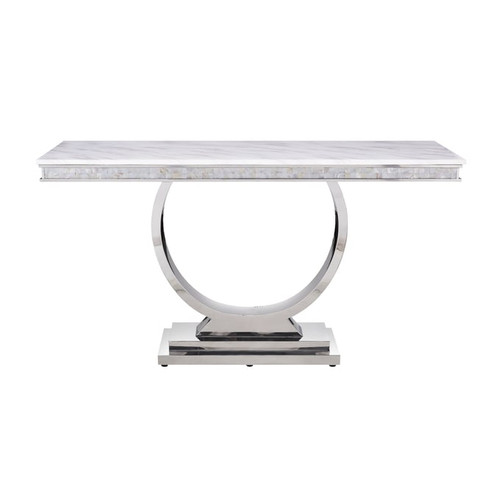 Acme Furniture Zander White Mirrored Silver Sofa Table