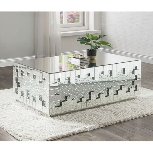 Acme Furniture Nysa Mirrored Crystals Coffee Table