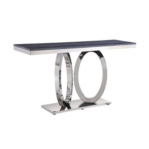 Acme Furniture Zasir Gray Mirrored Silver Sofa Table