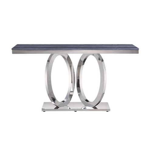 Acme Furniture Zasir Gray Mirrored Silver Sofa Table