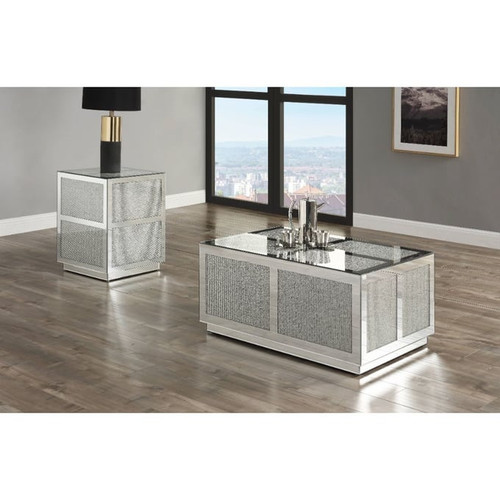 Acme Furniture Lavina Mirrored Diamonds Coffee Table