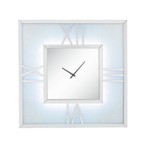 Acme Furniture Noralie Mirrored Wall Clock with LED