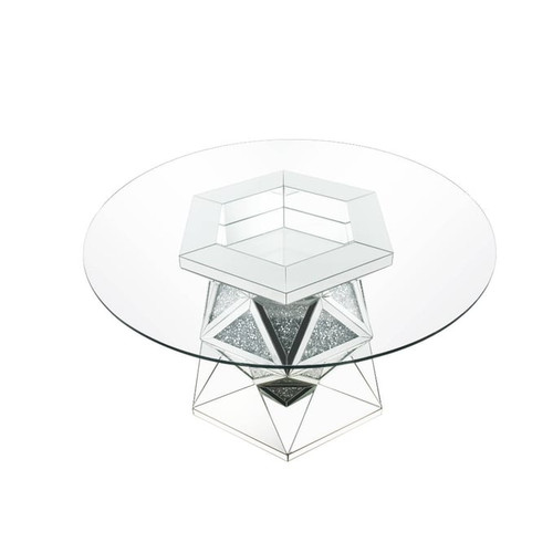 Acme Furniture Noralie Mirrored Glass Round Dining Table
