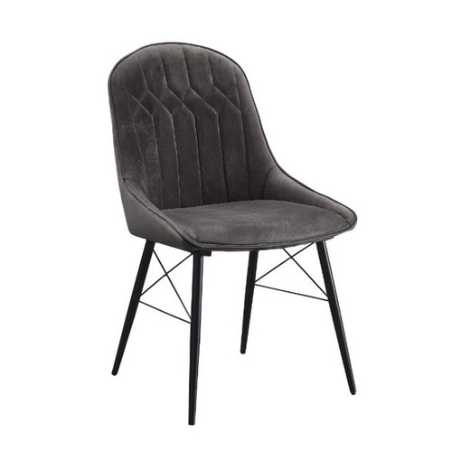 2 Acme Furniture Abraham Dark Gray Black Side Chairs