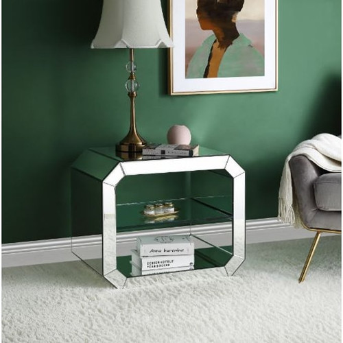 Acme Furniture Meria Mirrored 1 Shelf Accent Table