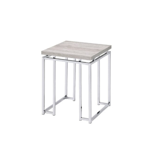 Acme Furniture Chafik Natural Oak Chrome End Table