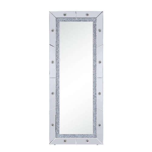 Acme Furniture Noralie Mirrored Diamonds Rectangle Accent Floor Mirror