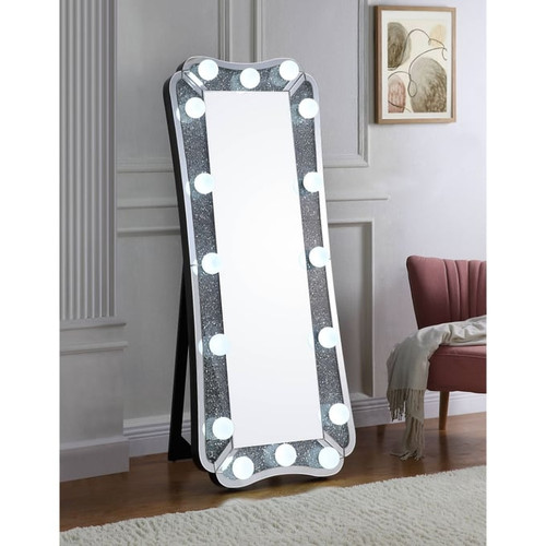 Acme Furniture Noralie Mirrored Glass Rectangle Accent Floor Mirror