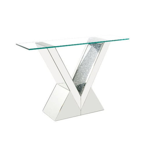 Acme Furniture Noralie Clear Mirrored Rectangle Console Table