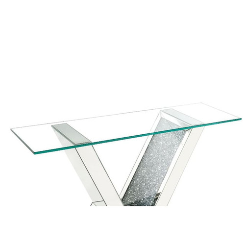 Acme Furniture Noralie Clear Mirrored Rectangle Console Table