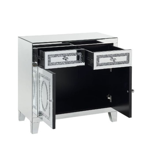 Acme Furniture Noralie Mirrored 2 Drawers Cabinet