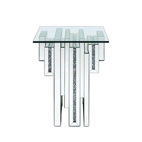 Acme Furniture Noralie Mirrored Glass Solid Base End Table