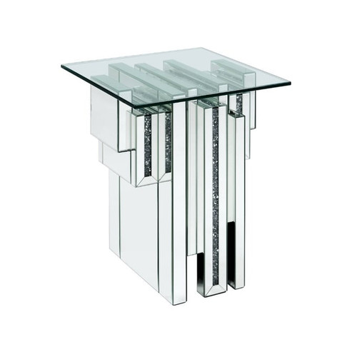 Acme Furniture Noralie Mirrored Glass Solid Base End Table