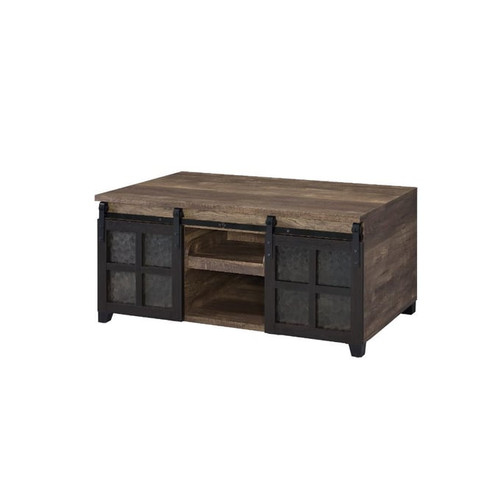 Acme Furniture Nineel Rustic Oak Black Coffee Table
