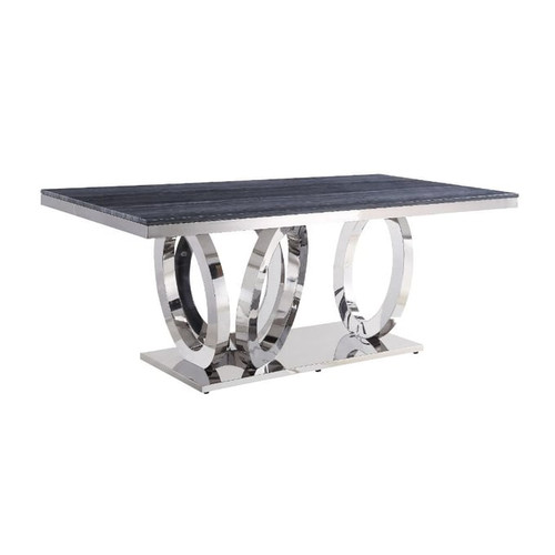 Acme Furniture Nasir Gray Silver Dining Table