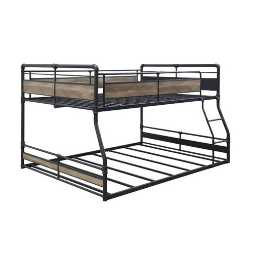 Acme Furniture Cordelia Antique Oak Sandy Black Dark Bronze Full Over Queen Bunk Bed