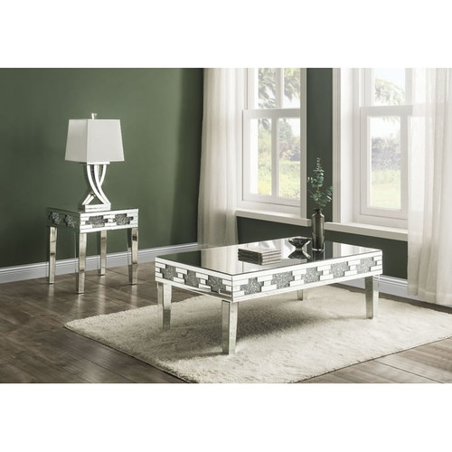 Acme Furniture Noralie Mirrored Square End Table