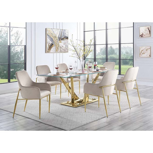 2 Acme Furniture Barnard Gray Mirrored Gold Side Chairs